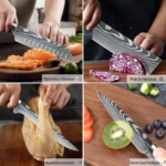 MDHAND Damastmesser Professionelles Küchenmesser 10 Stück, Elegantes Damast Design