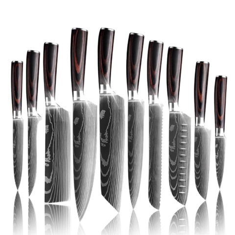 MDHAND Damastmesser Professionelles Küchenmesser 10 Stück, Elegantes Damast Design