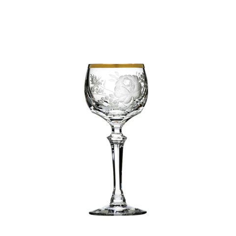 Likörglas Kristall Primerose hell mit Goldrand